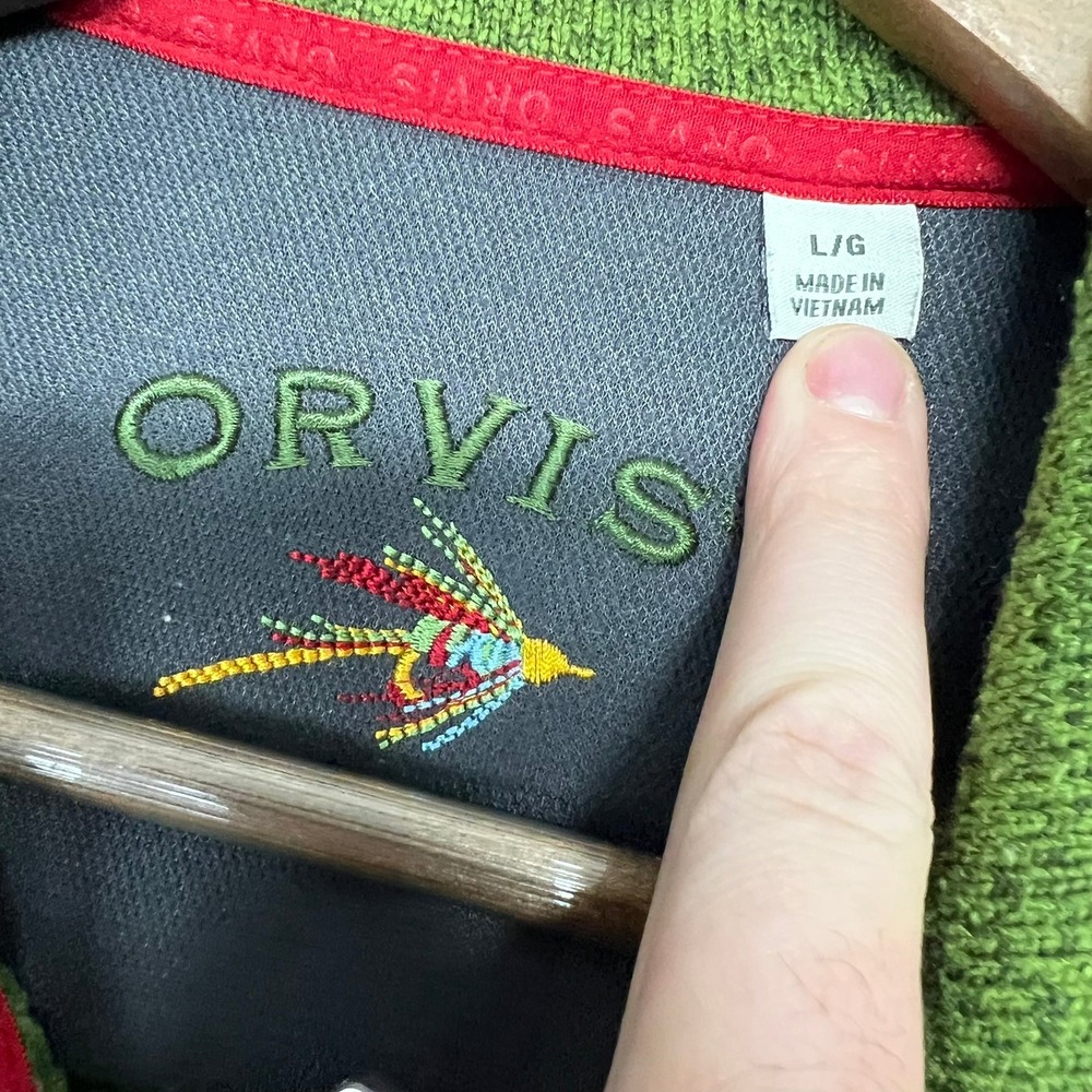 Orvis Mens Sweater Fleece Vest Green Full Zip Outdoor Fly Fishing Hiking Large - Picture 5 of 10